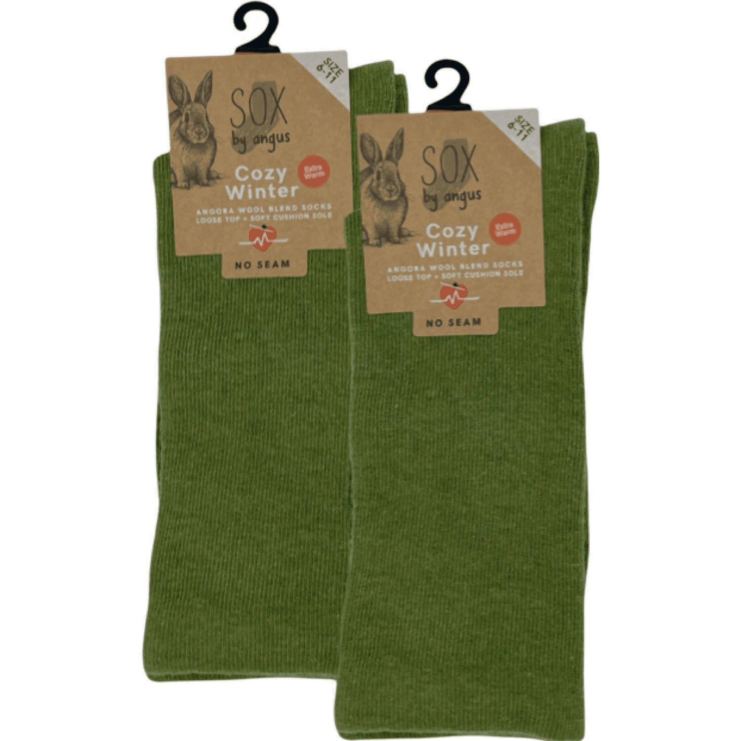 Luxurious Khaki Green Angora Blend Socks – Seamless Comfort for Your Feet.