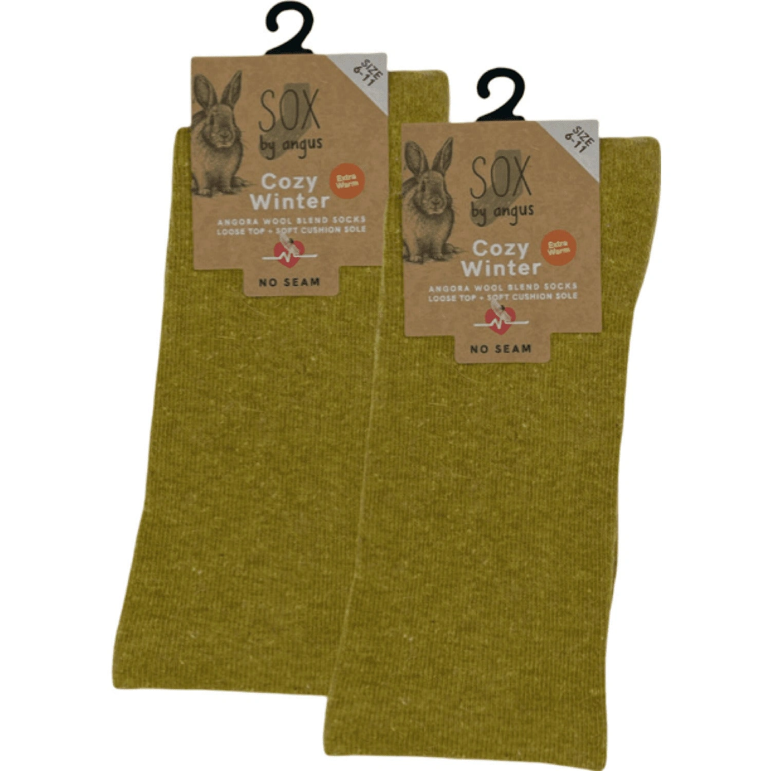 Cozy Mustard Angora Blend Socks - Seamless Comfort for Your Feet!