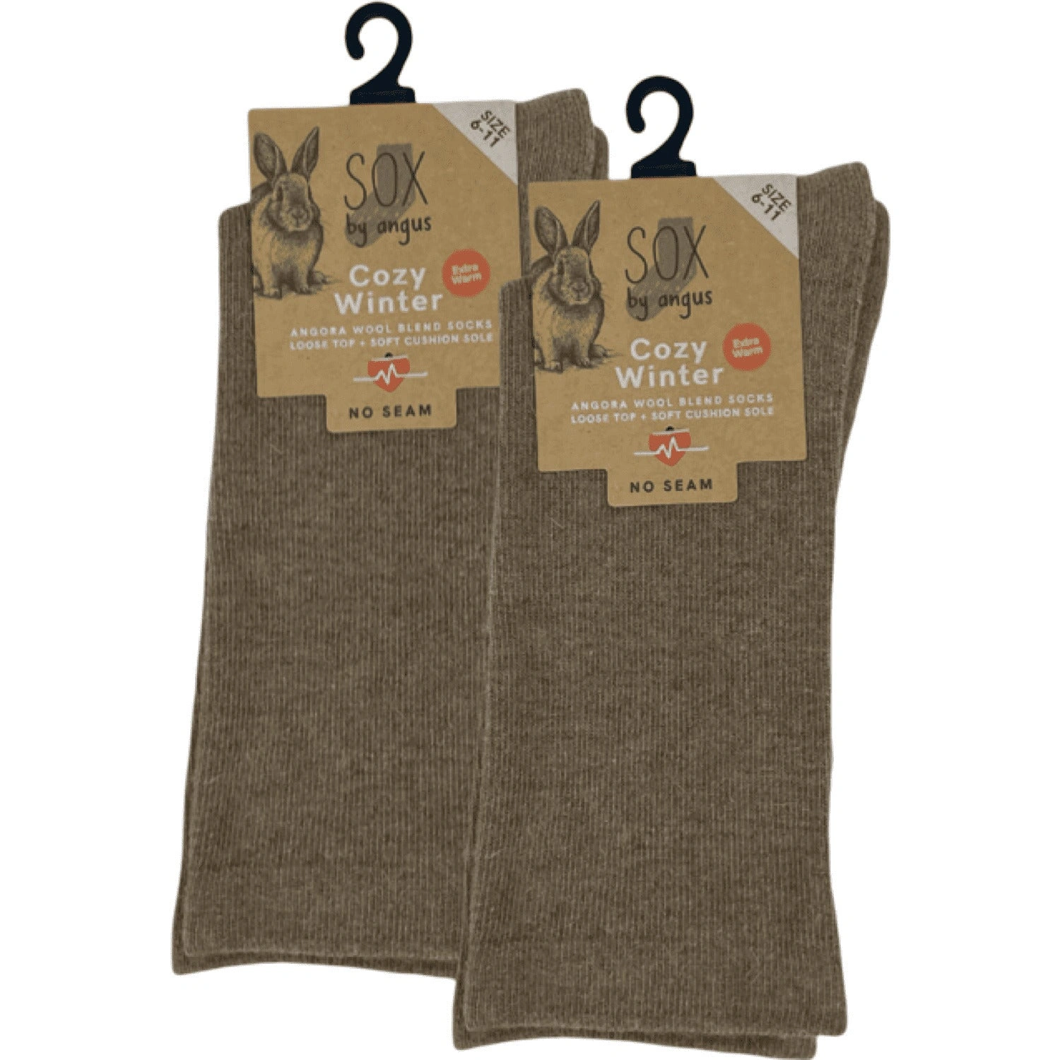 Cozy Mocha Angora Socks: No Seam, Loose Top Comfort - Treat Your Feet!