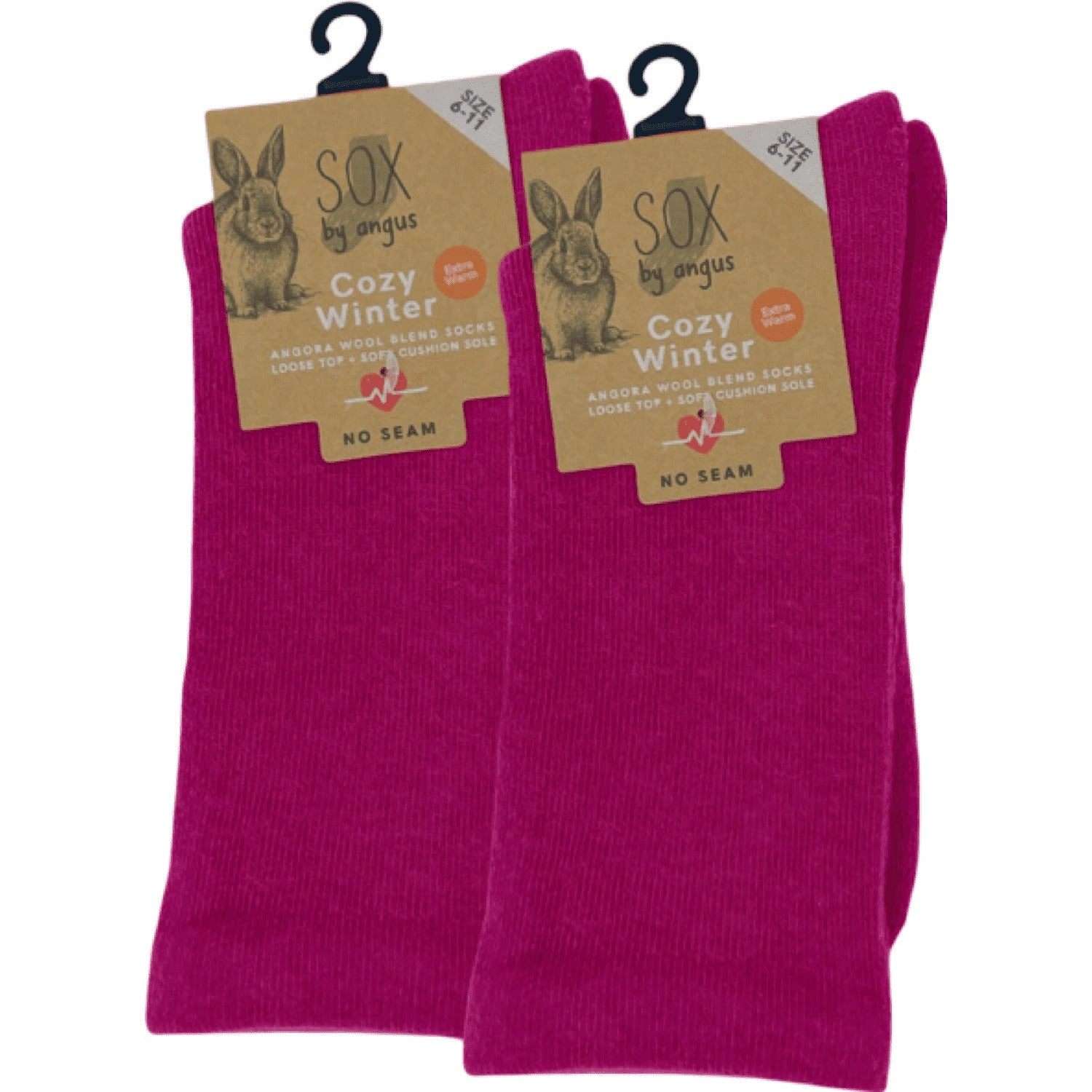 Hot Pink Angora Bliss Socks: No Seam, Loose Top, Cozy Comfort.