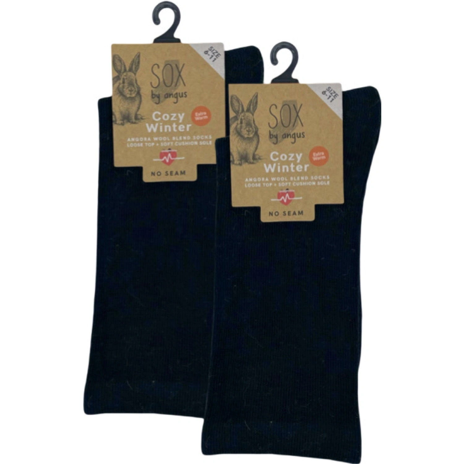 Cloud Soft Angora Socks No Seam Comfort Black